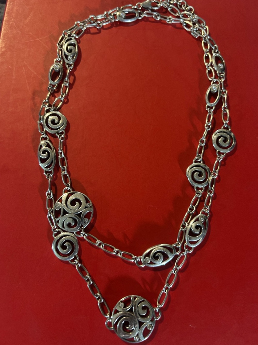 Brighton circle extra long silver necklace 40in
